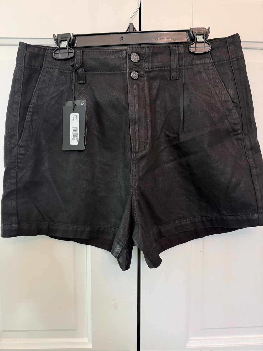 PAIGE Black High-Waist Tailored Shorts